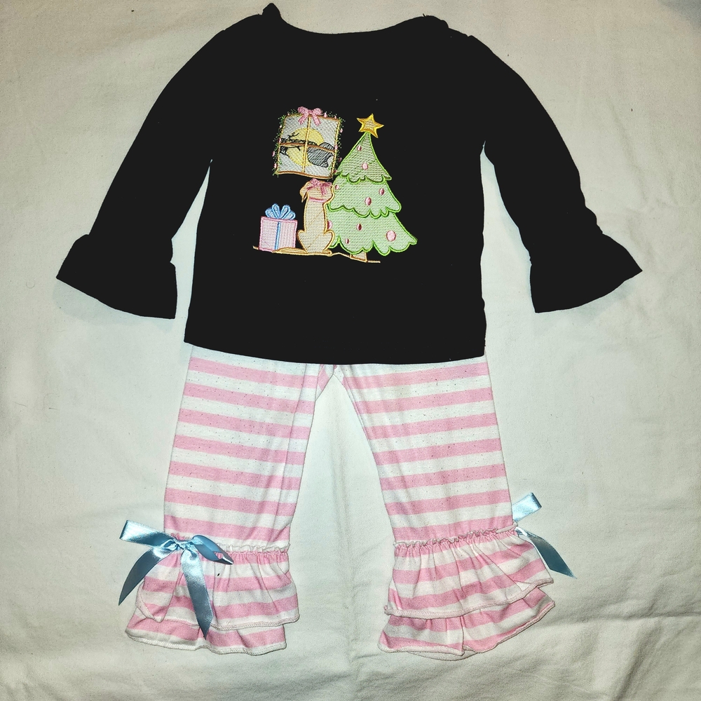 Black and Pink Striped Kids Pajamas